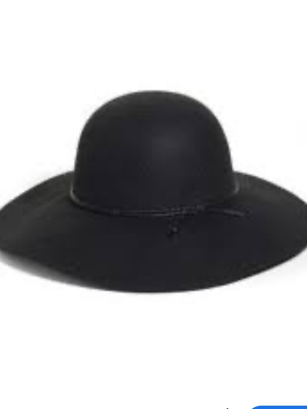 Halogen Black Adjustable Refined Wide Brim Wool Floppy Hat Leather Tie